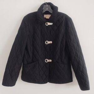 Michael Kors Quilted Black Logo Toggle Jacket